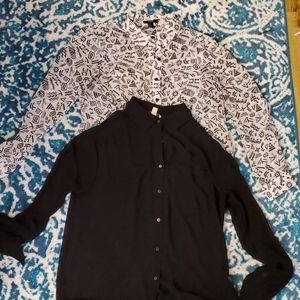 2 long-sleeved silky button ups